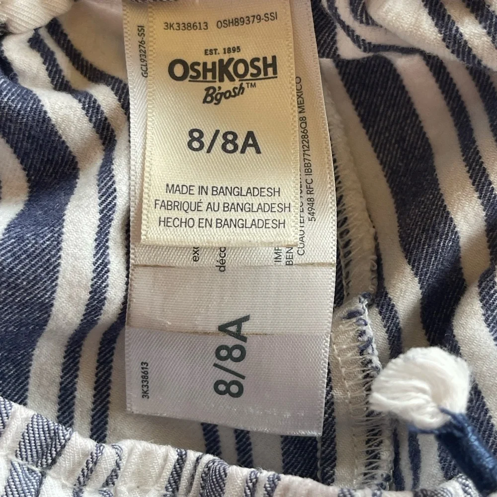 OSHKOSH B'GOSH: Stripped Shorts. Size 8/8A. Drawstring, 2 Pocket